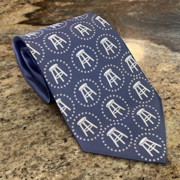 Barstool Sports Necktie Tie Blue White 57 x 4 Saturdays Are For The Boys - Picture 1 of 4
